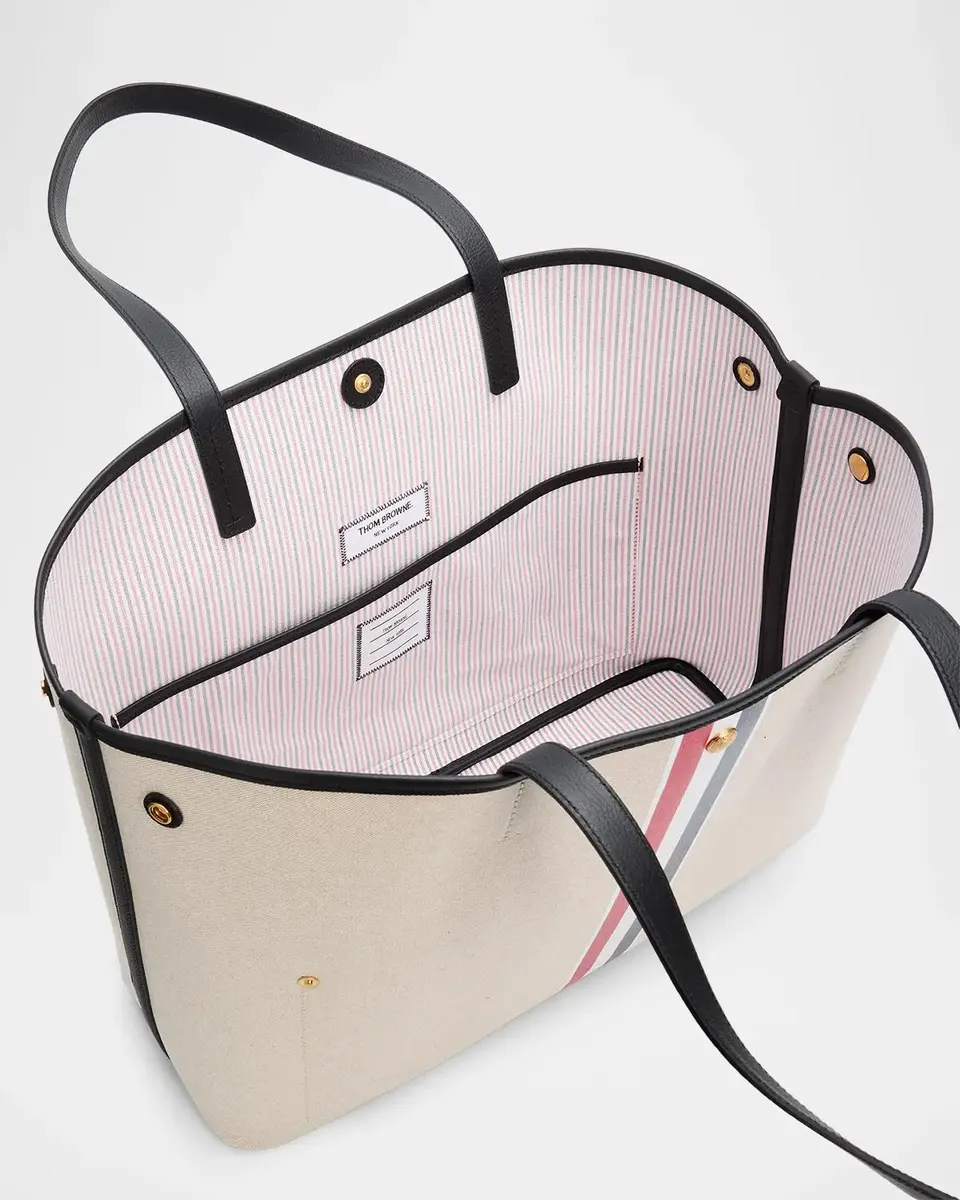 Thom Browne Tricolor-Striped Canvas Tote Bag | Thumbnail 3 Thom Browne Tricolor-Striped Canvas Tote Bag | Thumbnail 3