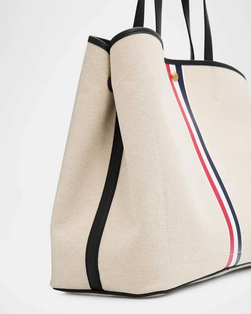 Thom Browne Tricolor-Striped Canvas Tote Bag | Thumbnail 4 Thom Browne Tricolor-Striped Canvas Tote Bag | Thumbnail 4