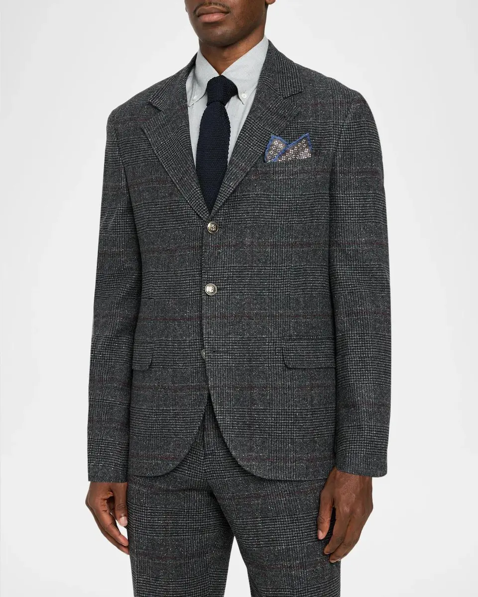 Brunello Cucinelli Glen Plaid Silk-Wool Blend Suit | Thumbnail 4