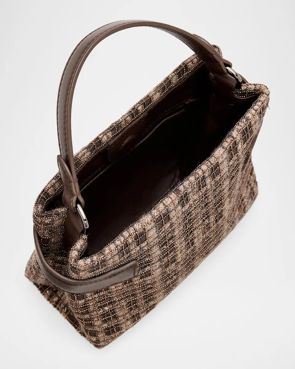Brunello Cucinelli Monili Woven Plaid Top-Handle Bag | Thumbnail 4 Brunello Cucinelli Monili Woven Plaid Top-Handle Bag | Thumbnail 4