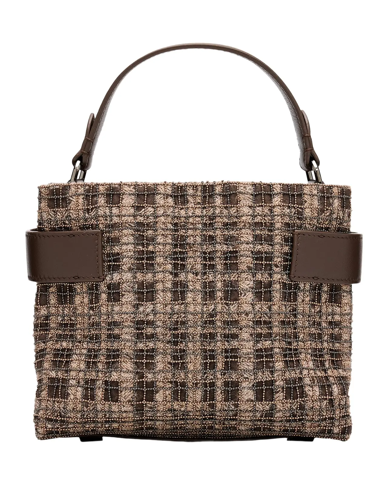 Monili Woven Plaid Top-Handle Bag