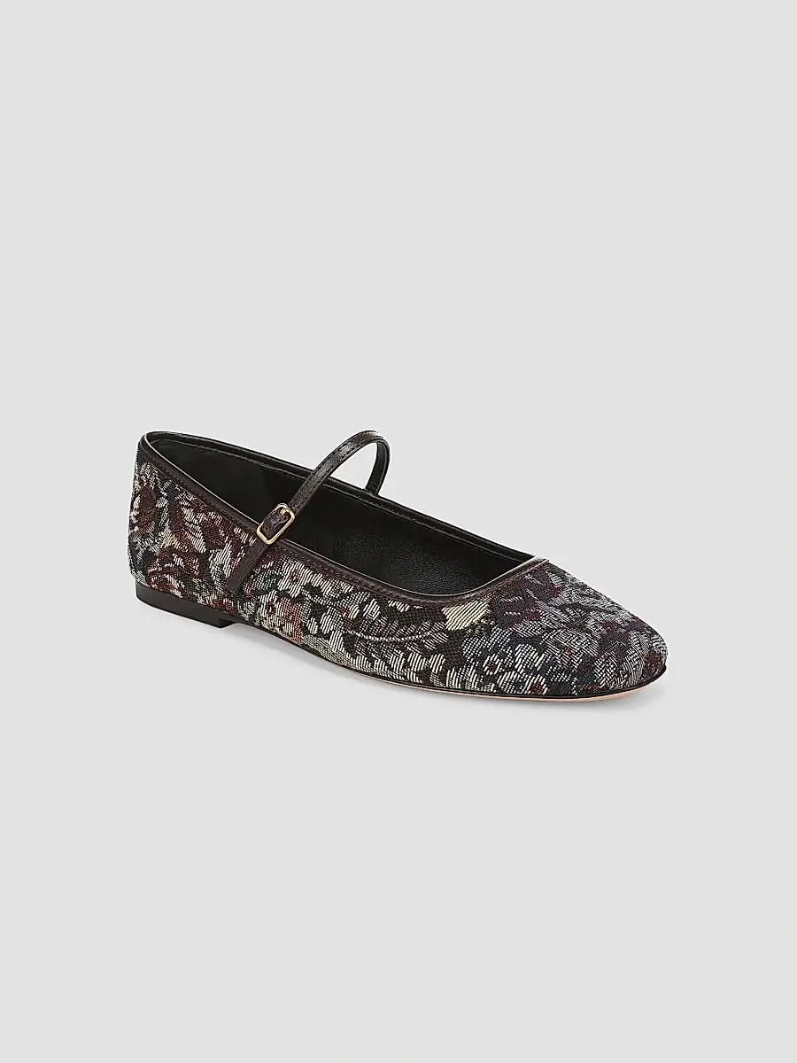 Veronica Beard Women's Ellie Textured-Floral Mary Janes | Thumbnail 2