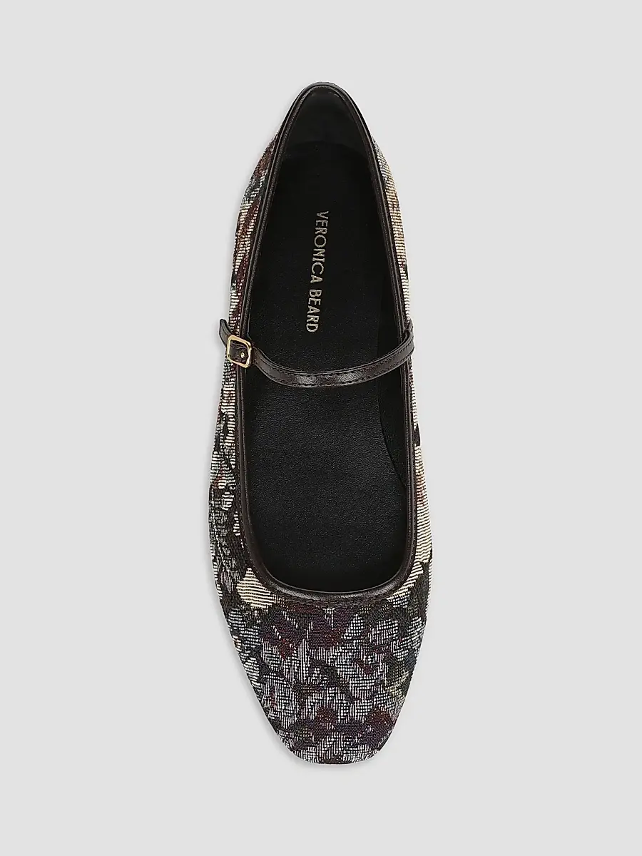 Veronica Beard Women's Ellie Textured-Floral Mary Janes | Thumbnail 4