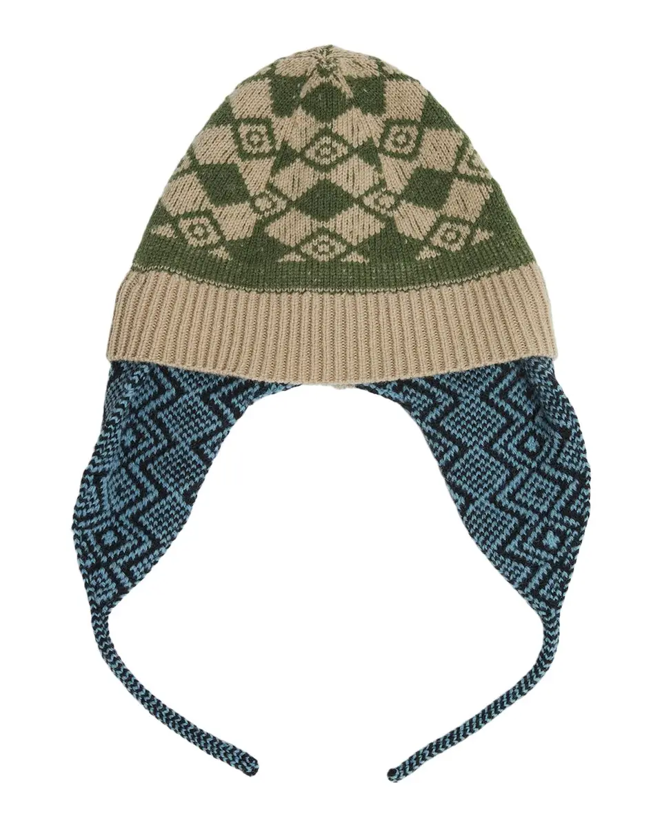 Dries Van Noten Men's Wool Knit Fair Isle Trapper Beanie Hat | Thumbnail 3