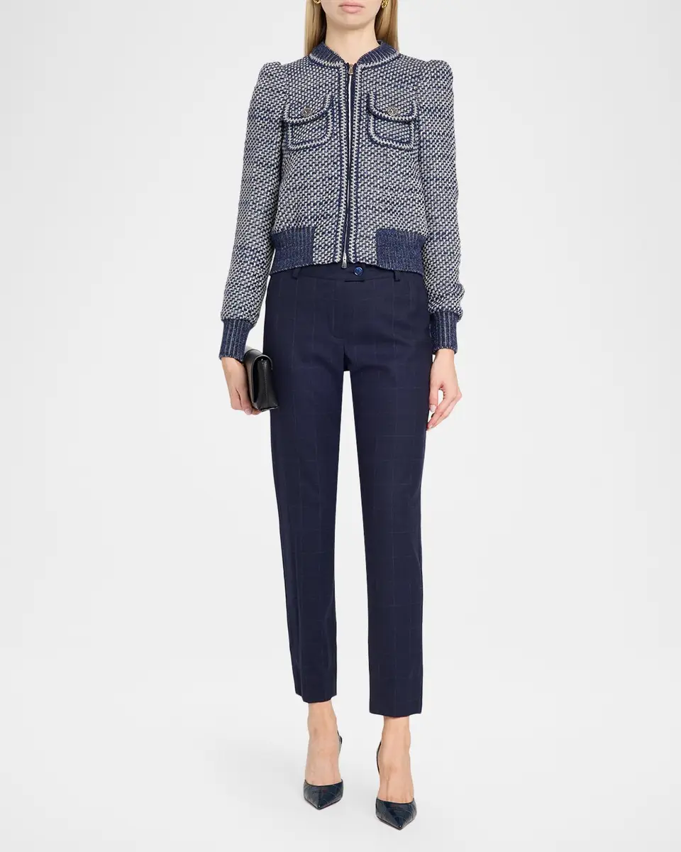 MAISON COMMON Windowpane Wool Flannel Slim-Leg Ankle Pants | Thumbnail 2