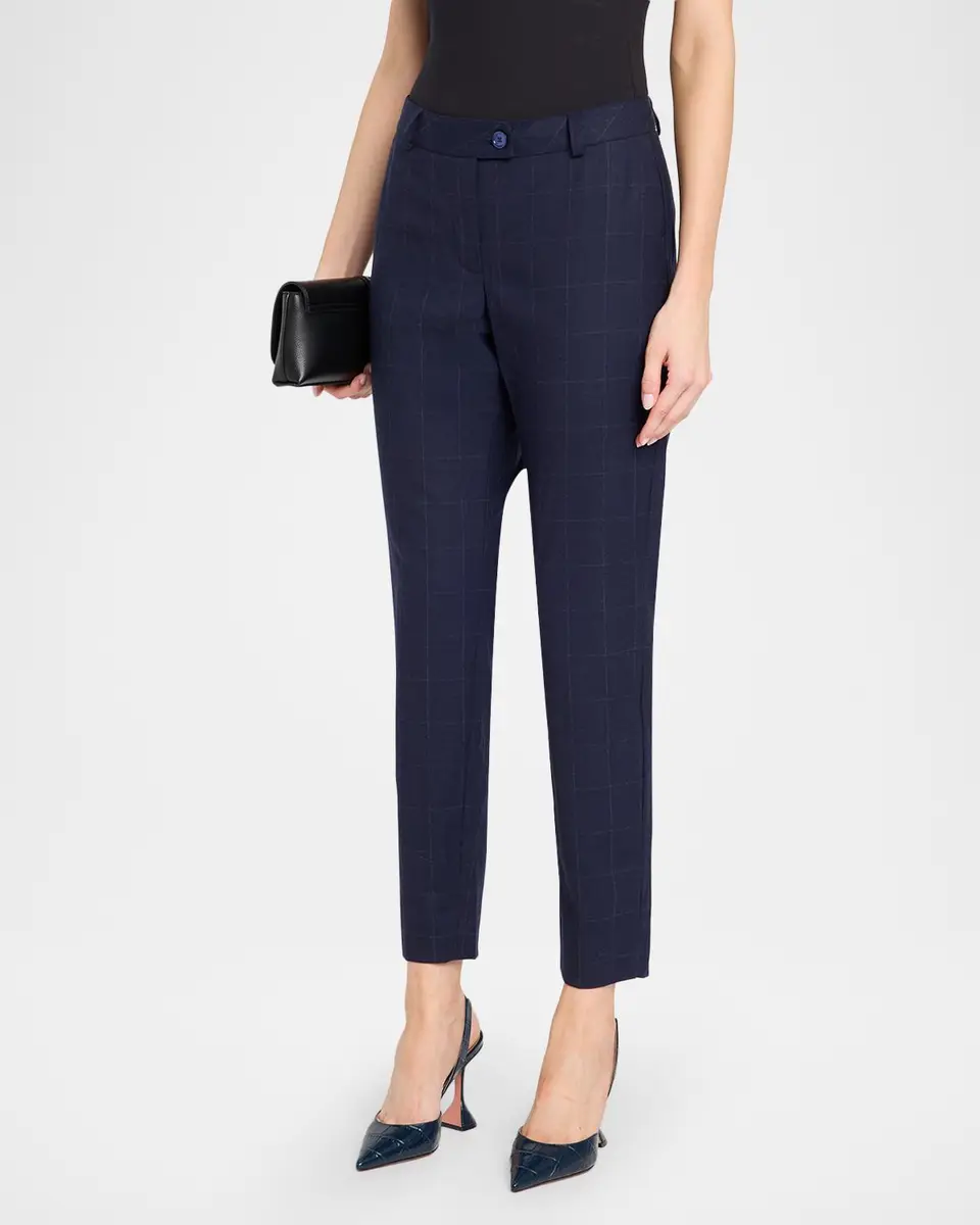 MAISON COMMON Windowpane Wool Flannel Slim-Leg Ankle Pants | Thumbnail 4