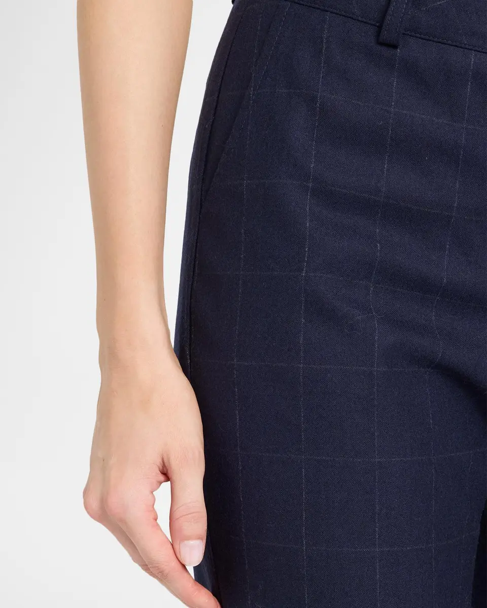 MAISON COMMON Windowpane Wool Flannel Slim-Leg Ankle Pants | Thumbnail 5
