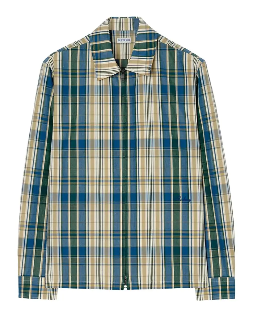 Burberry Men's Ollie Plaid Cotton-Linen Overshirt | Image 1 Burberry Men's Ollie Plaid Cotton-Linen Overshirt | Image 1