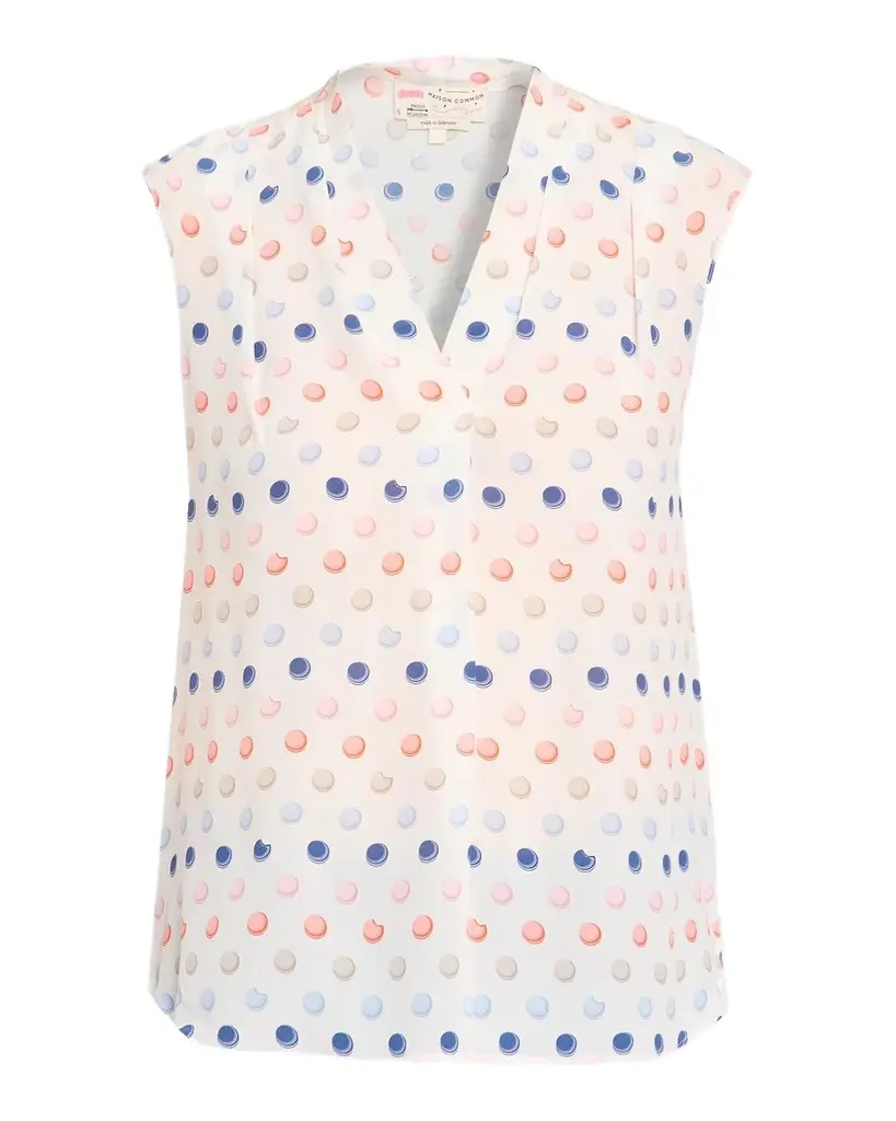 MAISON COMMON Polka-Dot Macaroon Silk Organza Sleeveless Blouse