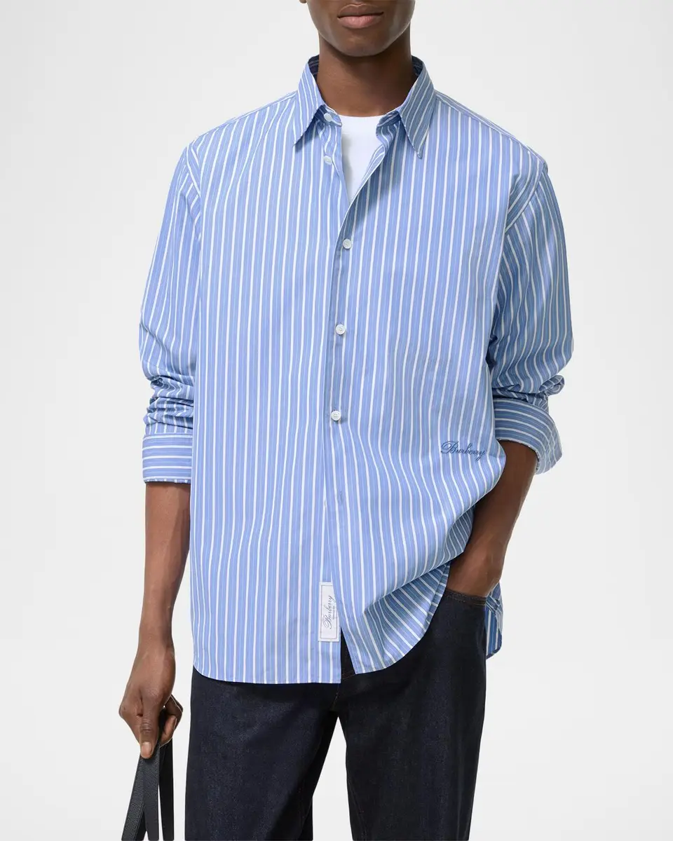 Burberry Men's Radmar Relaxed-Fit Striped Cotton Shirt | Thumbnail 2