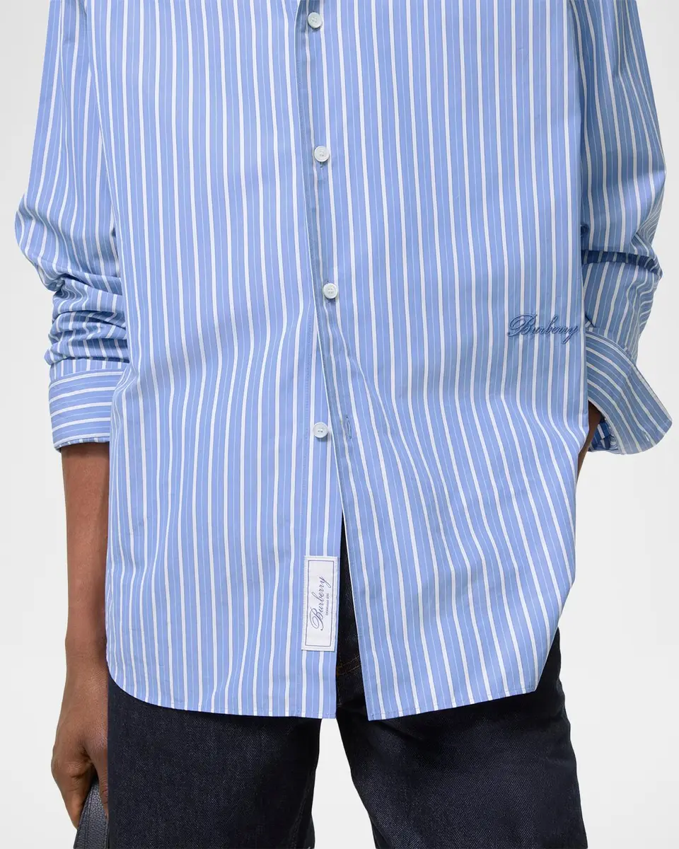Burberry Men's Radmar Relaxed-Fit Striped Cotton Shirt | Thumbnail 3