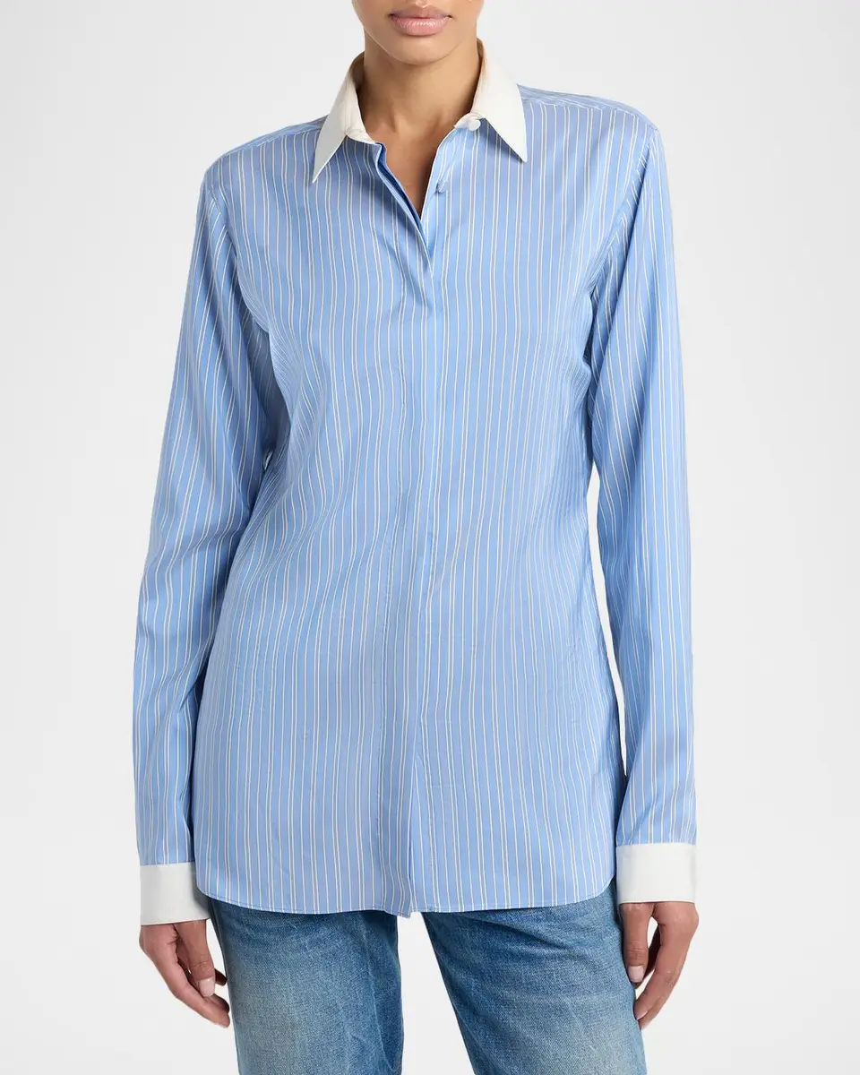 Tom Ford Striped Silk Button-Down Shirt | Thumbnail 4 Tom Ford Striped Silk Button-Down Shirt | Thumbnail 4