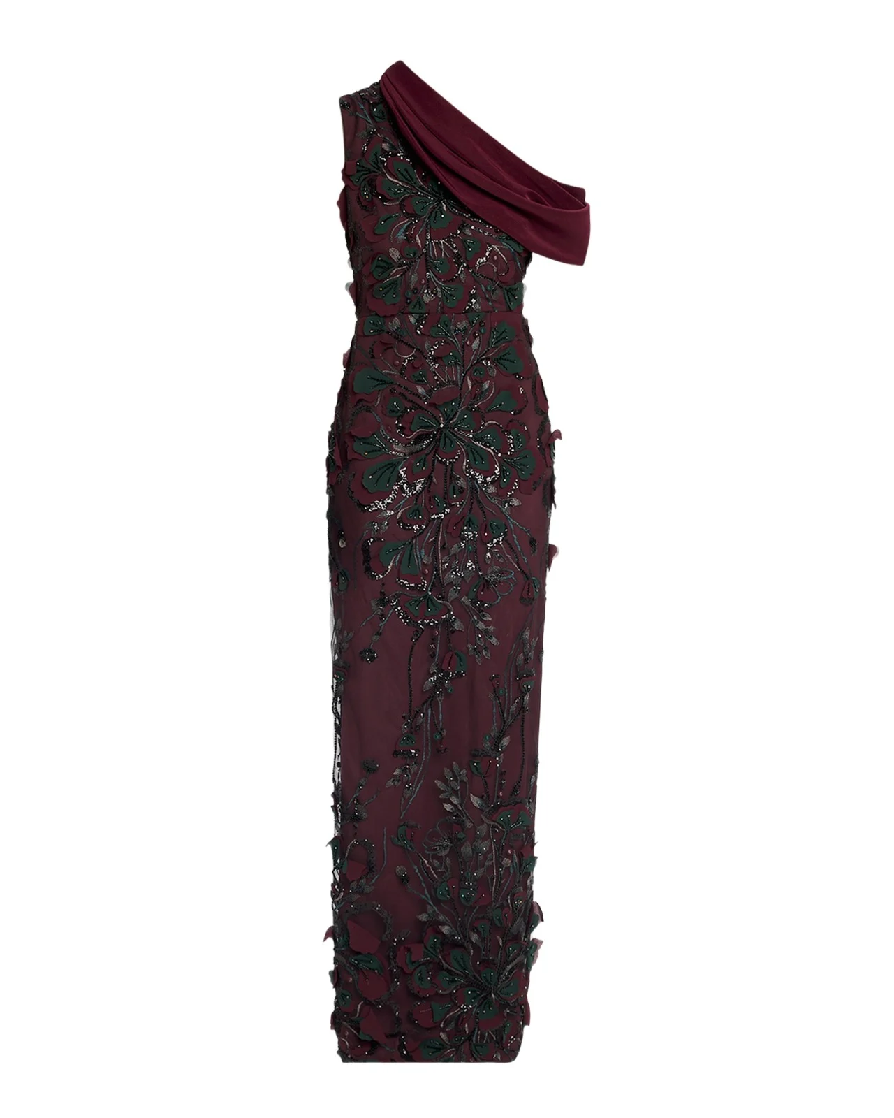 Embroidered One-Shoulder Column Gown Embroidered One-Shoulder Column Gown