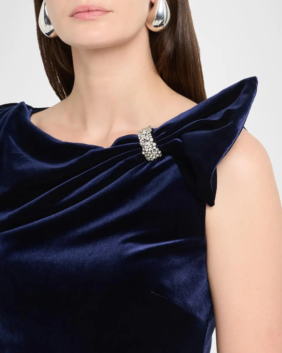 BADGLEY MISCHKA Draped Stretch Velvet Column Gown | Thumbnail 5 BADGLEY MISCHKA Draped Stretch Velvet Column Gown | Thumbnail 5