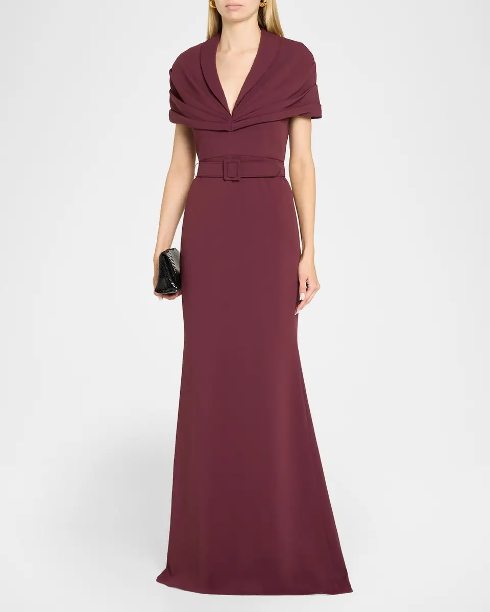 BADGLEY MISCHKA Draped Belted Gown | Thumbnail 4 BADGLEY MISCHKA Draped Belted Gown | Thumbnail 4