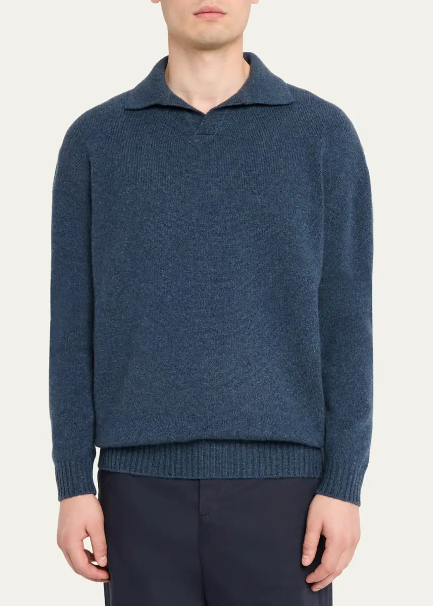 Sease Men's Coarsehair Cashmere Polo Shirt | Thumbnail 4 Sease Men's Coarsehair Cashmere Polo Shirt | Thumbnail 4