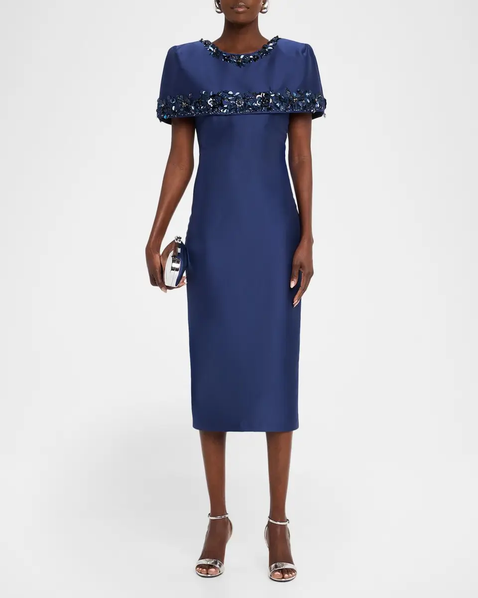 BADGLEY MISCHKA Mikado Capelet Midi Sheath Dress | Thumbnail 2 BADGLEY MISCHKA Mikado Capelet Midi Sheath Dress | Thumbnail 2