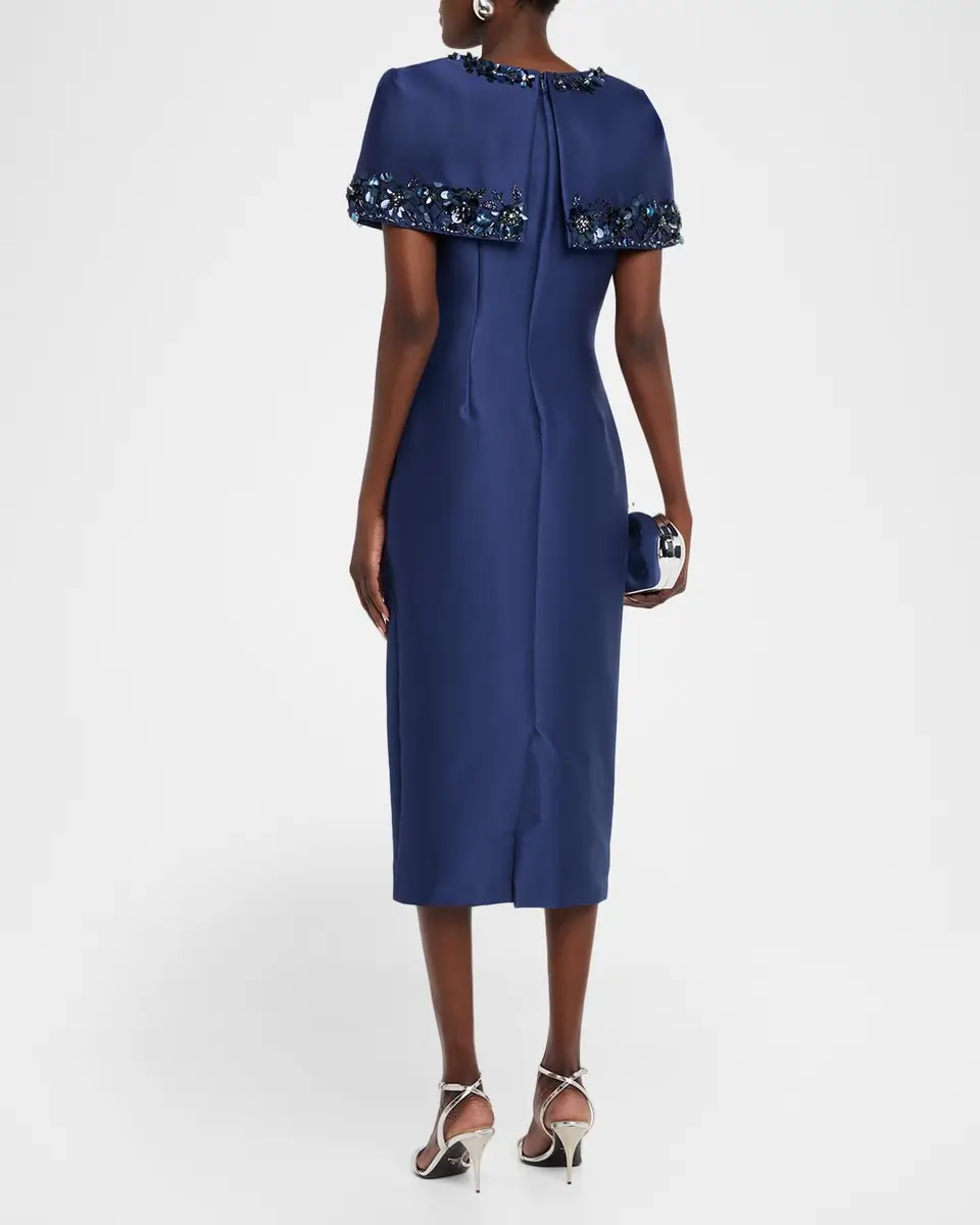 BADGLEY MISCHKA Mikado Capelet Midi Sheath Dress | Thumbnail 3 BADGLEY MISCHKA Mikado Capelet Midi Sheath Dress | Thumbnail 3