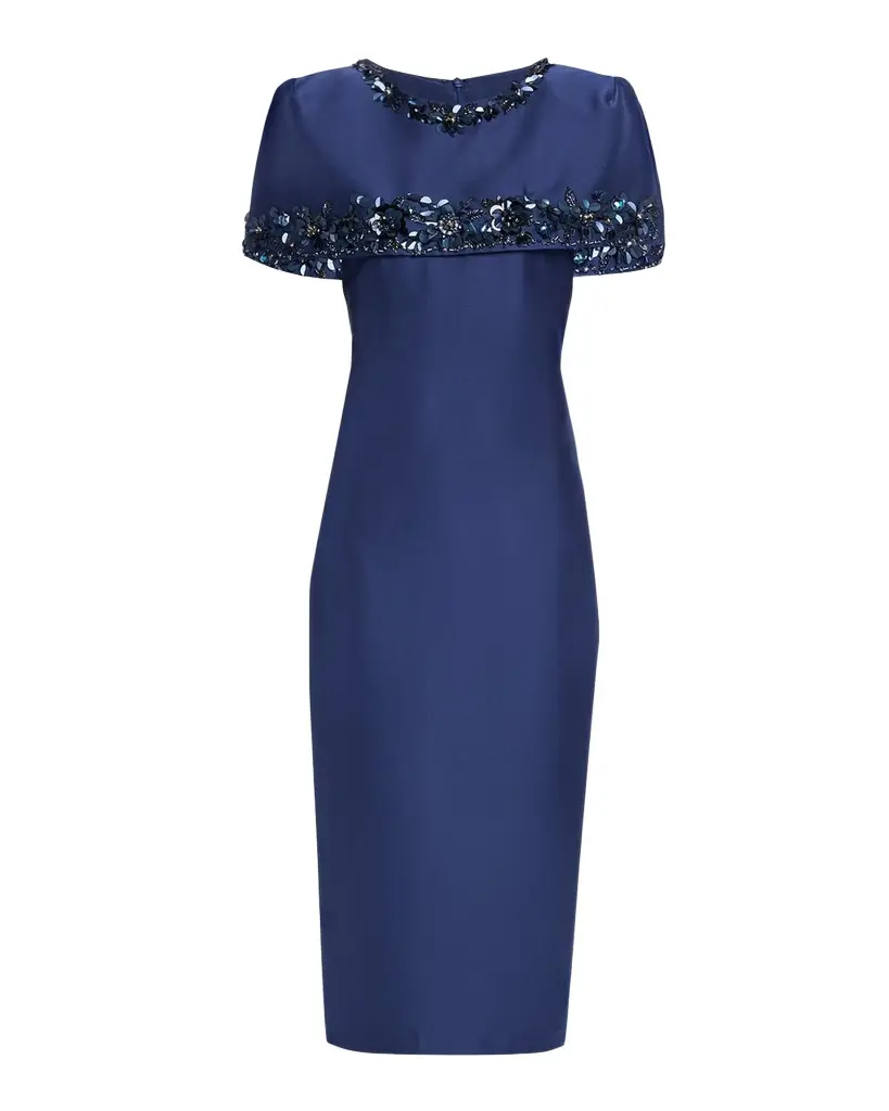 Mikado Capelet Midi Sheath Dress