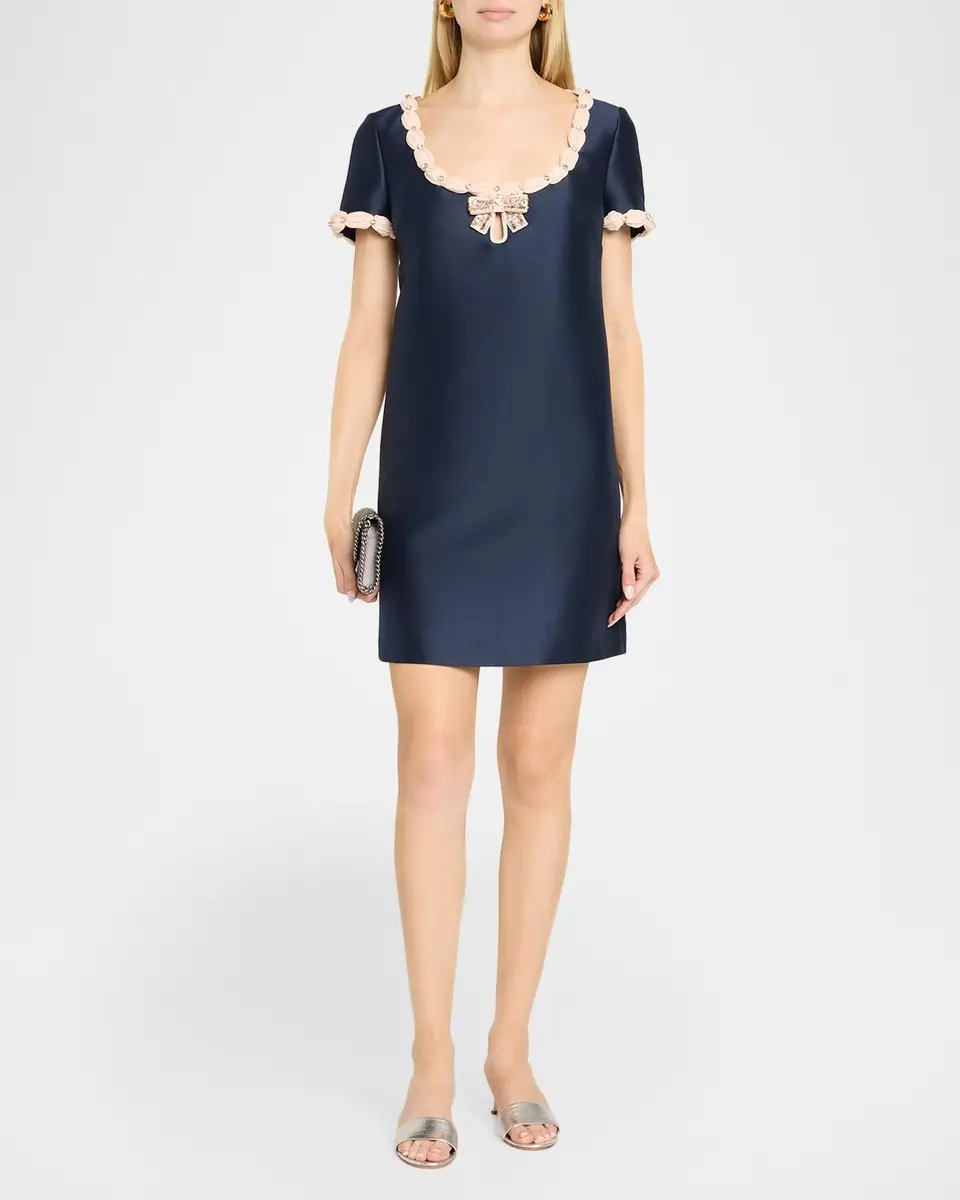 BADGLEY MISCHKA Contrast Bow Mikado Shift Cocktail Dress | Thumbnail 2