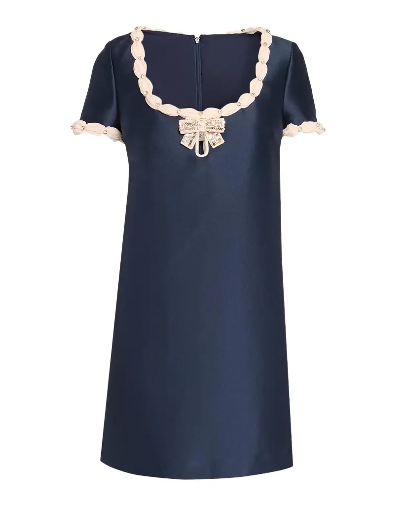 BADGLEY MISCHKA Contrast Bow Mikado Shift Cocktail Dress