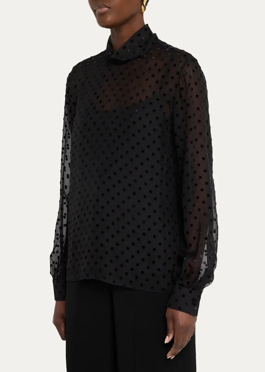 Lafayette 148 New York Polka Dot High-Neck Blouse | Thumbnail 4 Lafayette 148 New York Polka Dot High-Neck Blouse | Thumbnail 4