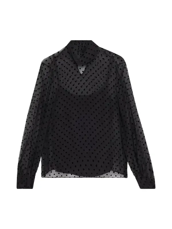 Polka Dot High-Neck Blouse