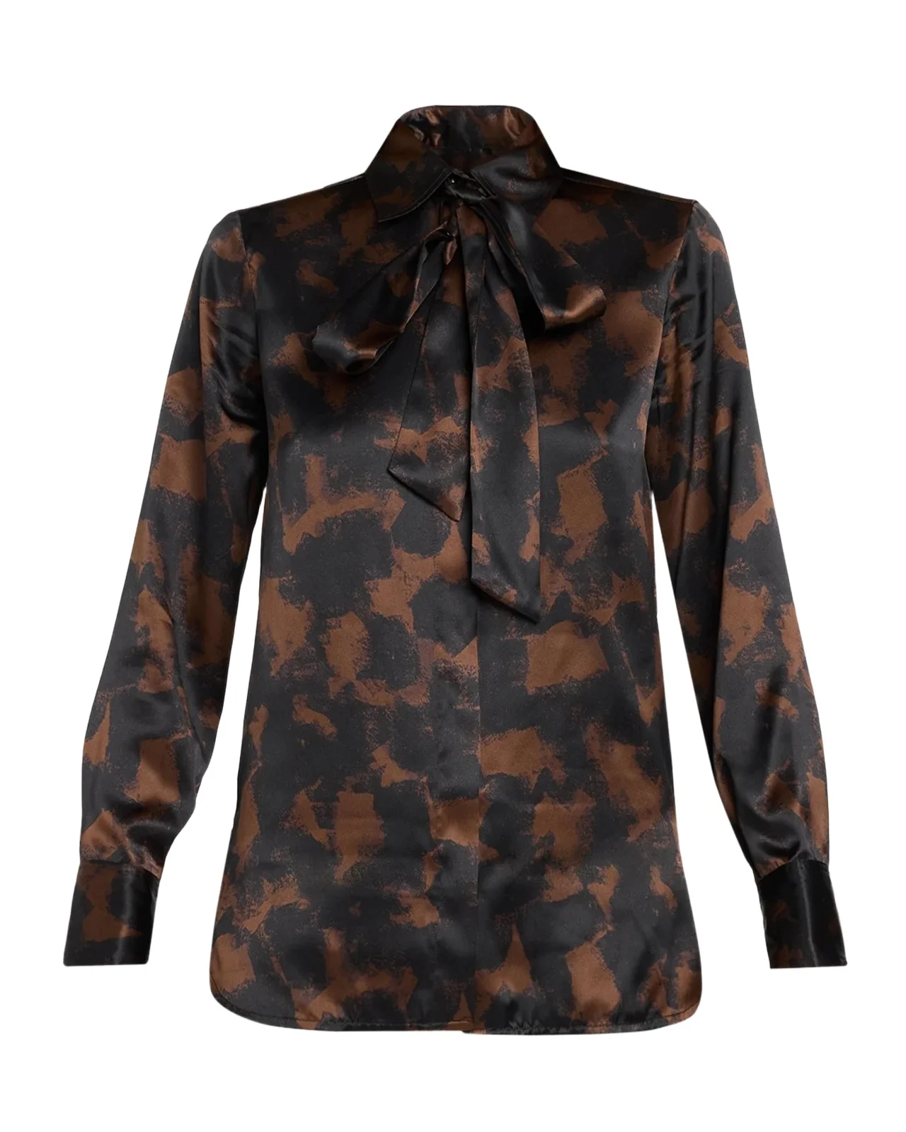 Kiton Abstract-Print Silk Button-Down Shirt With Detachable neck-tie