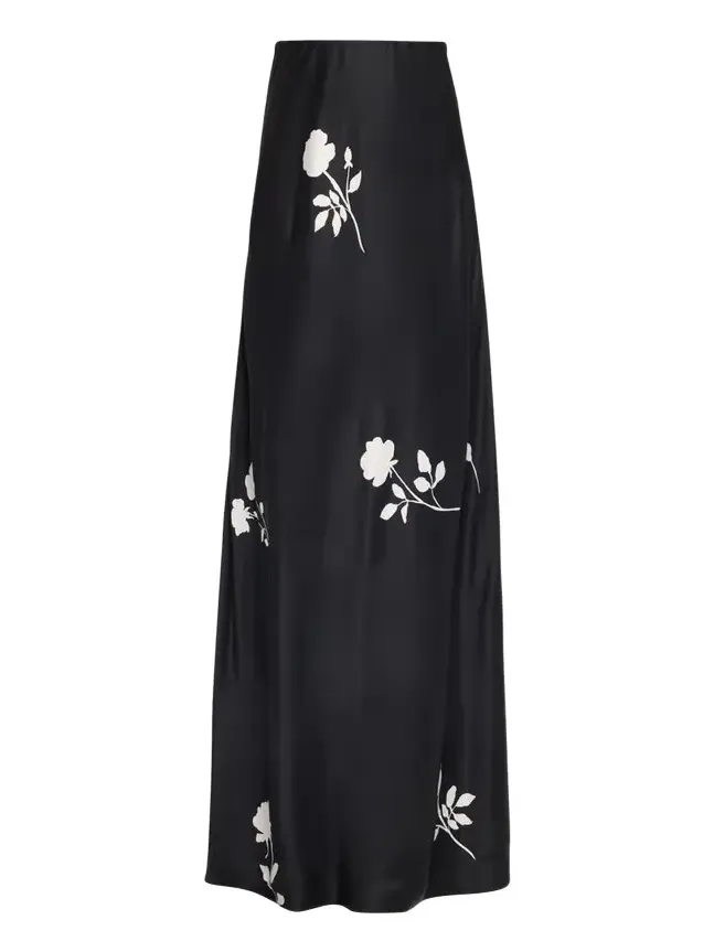 Bias-Cut Floral Maxi Skirt