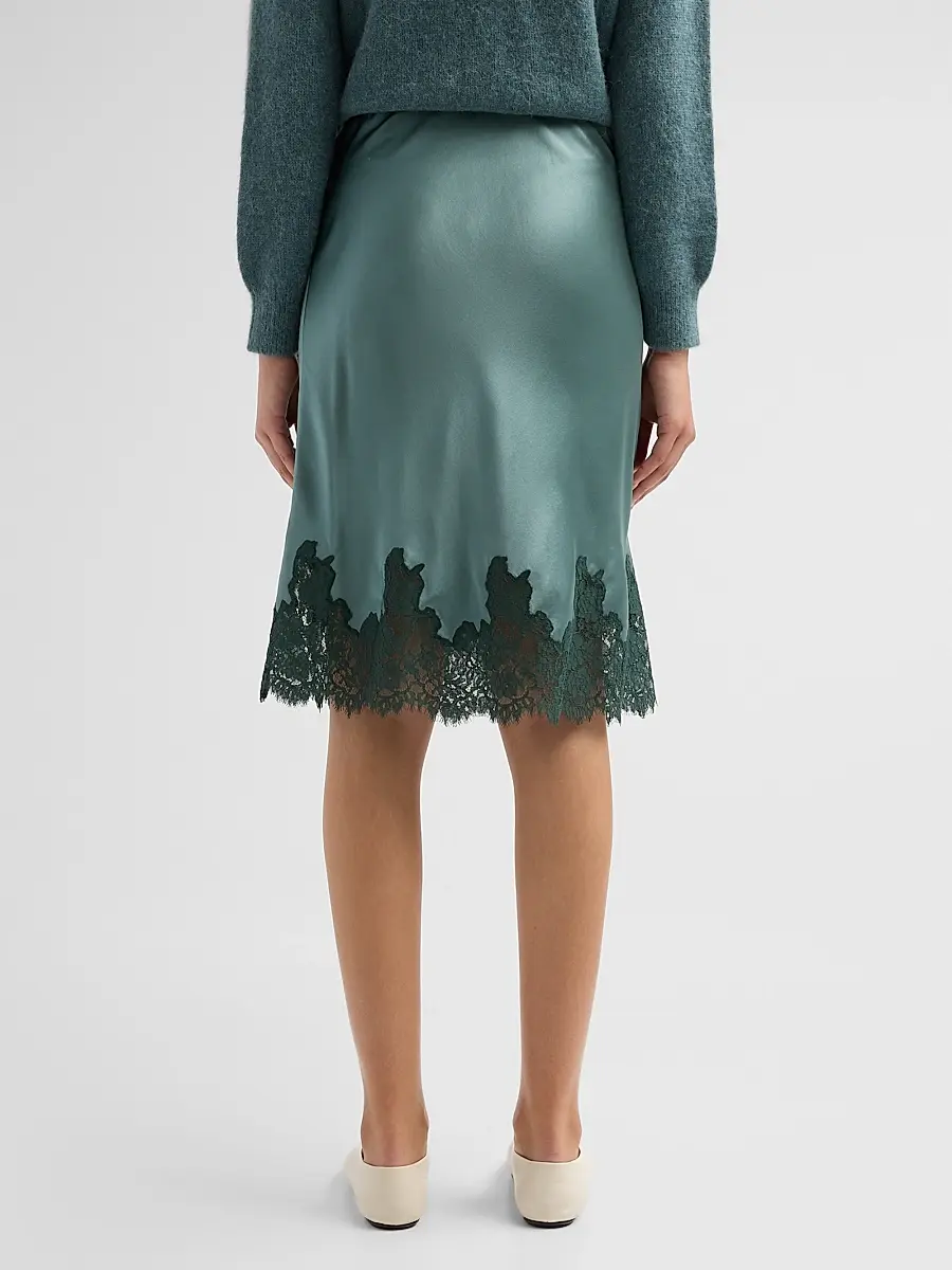 DÔEN Women's Elowette Silk & Lace Midi-Skirt - Dulac Green | Thumbnail 3 DÔEN Women's Elowette Silk & Lace Midi-Skirt - Dulac Green | Thumbnail 3