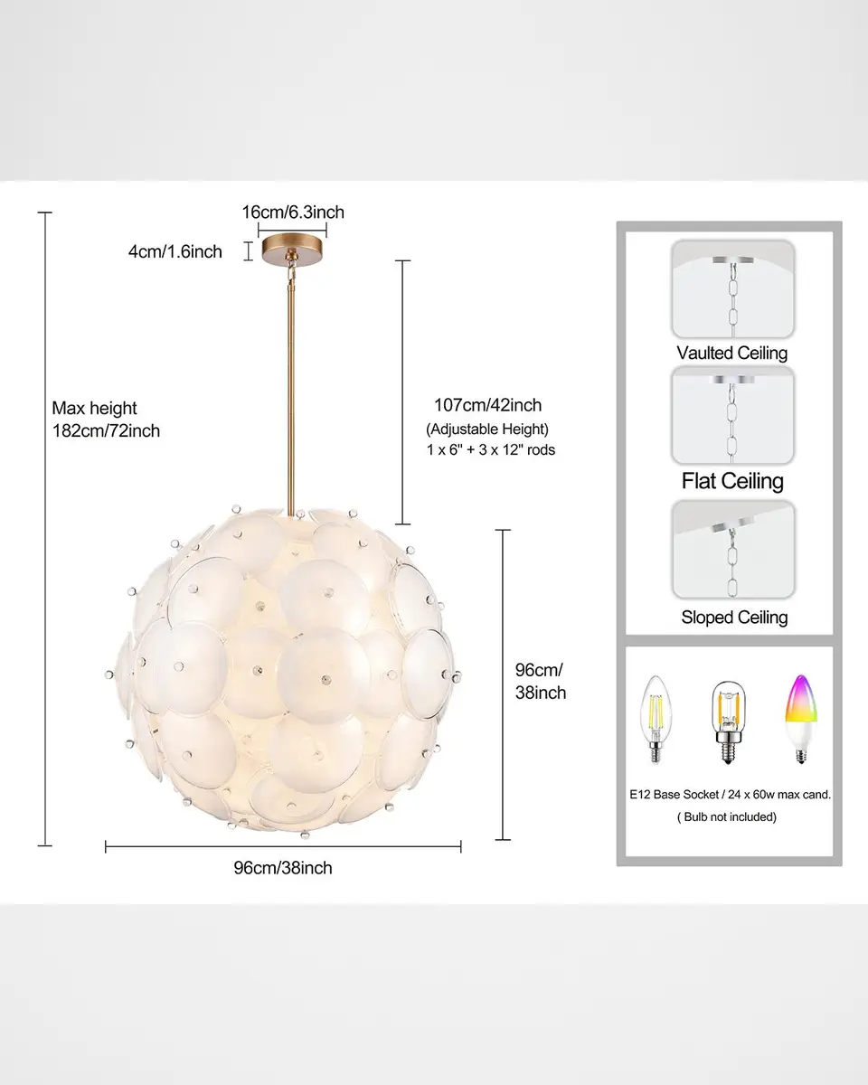 Arabela Lighting Tallulah 38" 24-Light Pendant Chandelier | Thumbnail 4 Arabela Lighting Tallulah 38" 24-Light Pendant Chandelier | Thumbnail 4