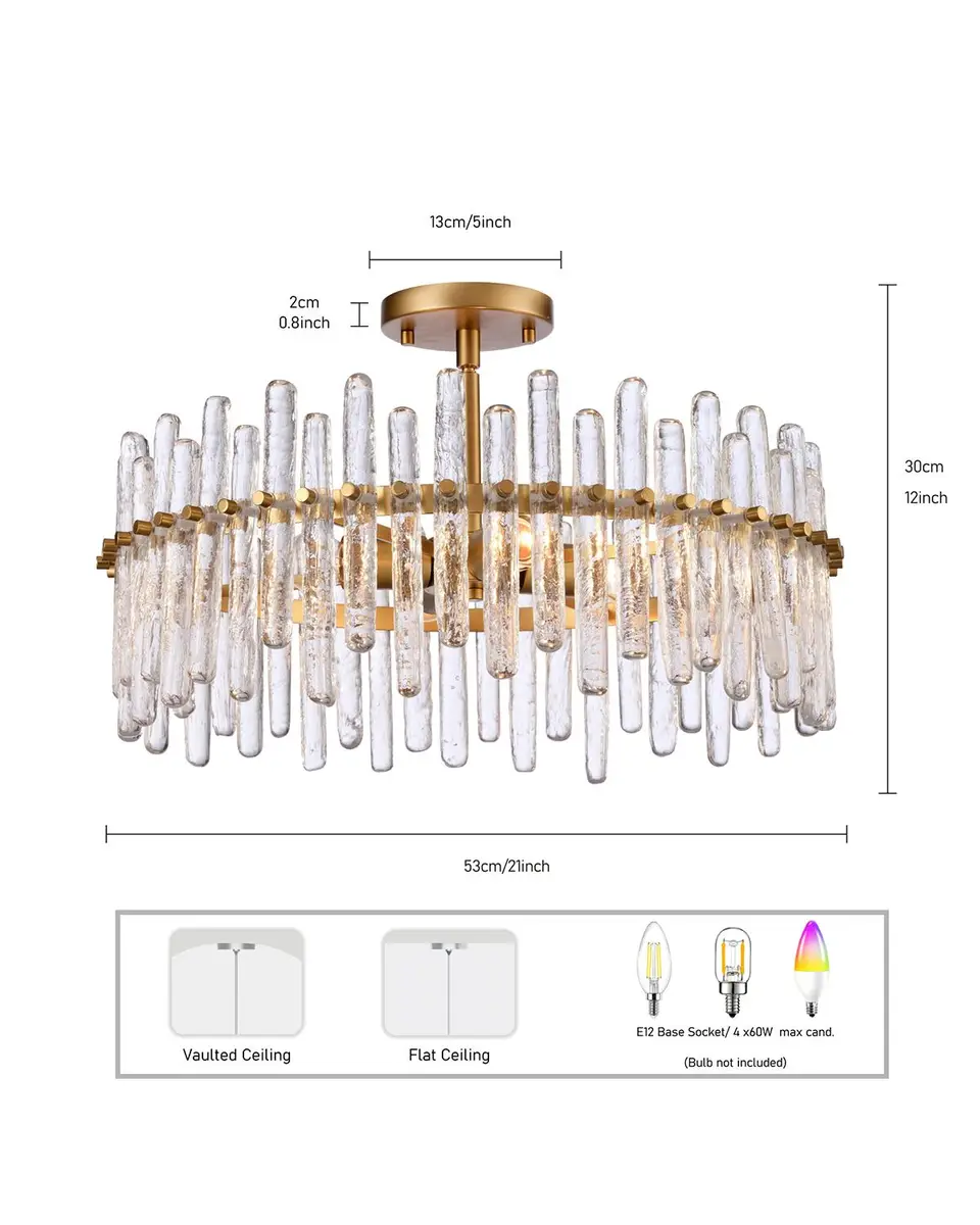 Arabela Lighting Icicles 21" 6-Light Semi-Flush Mount | Thumbnail 4