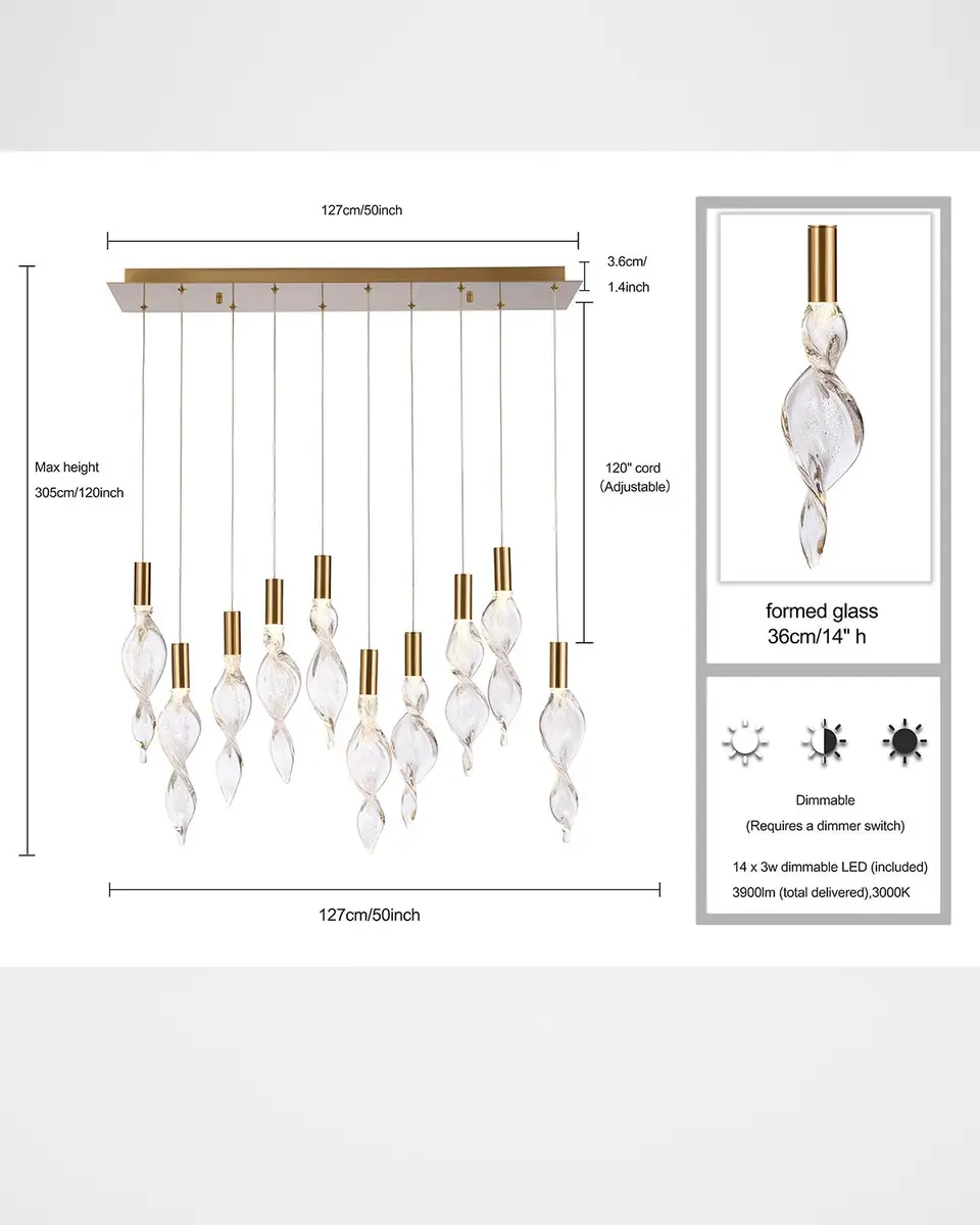 Arabela Lighting Aurora 50" 14-Light LED Linear Chandelier | Thumbnail 6