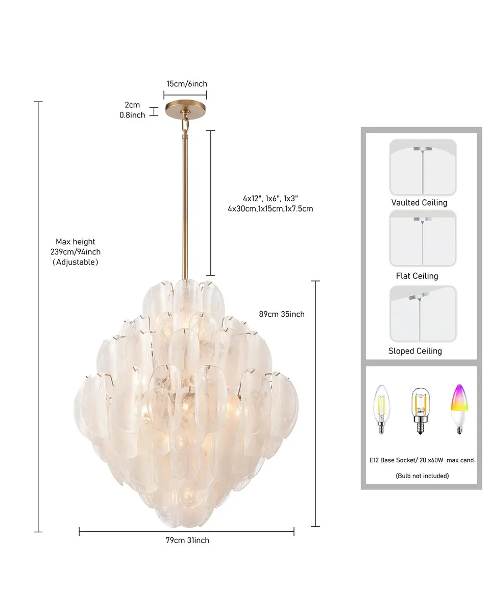 Arabela Lighting Chateau 31" 20-Light Chandelier | Thumbnail 7 Arabela Lighting Chateau 31" 20-Light Chandelier | Thumbnail 7