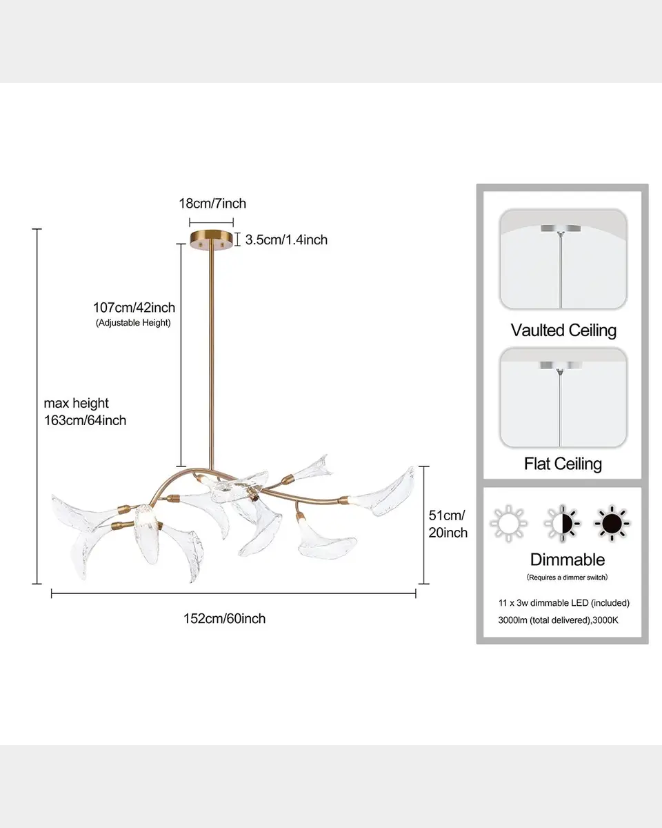 Arabela Lighting Calla 60" 11-Light LED Linear Chandelier | Thumbnail 5 Arabela Lighting Calla 60" 11-Light LED Linear Chandelier | Thumbnail 5