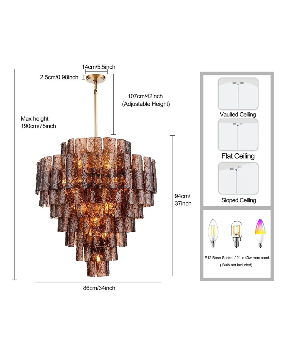 Arabela Lighting Fire and Ice 37" 21-Light Chandelier | Thumbnail 6 Arabela Lighting Fire and Ice 37" 21-Light Chandelier | Thumbnail 6