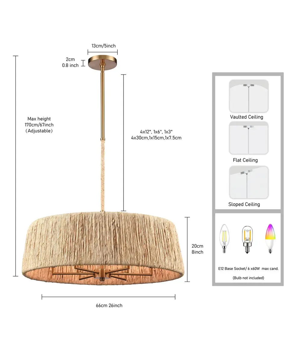 Arabela Lighting Cabana 26" 6-Light Chandelier | Thumbnail 7