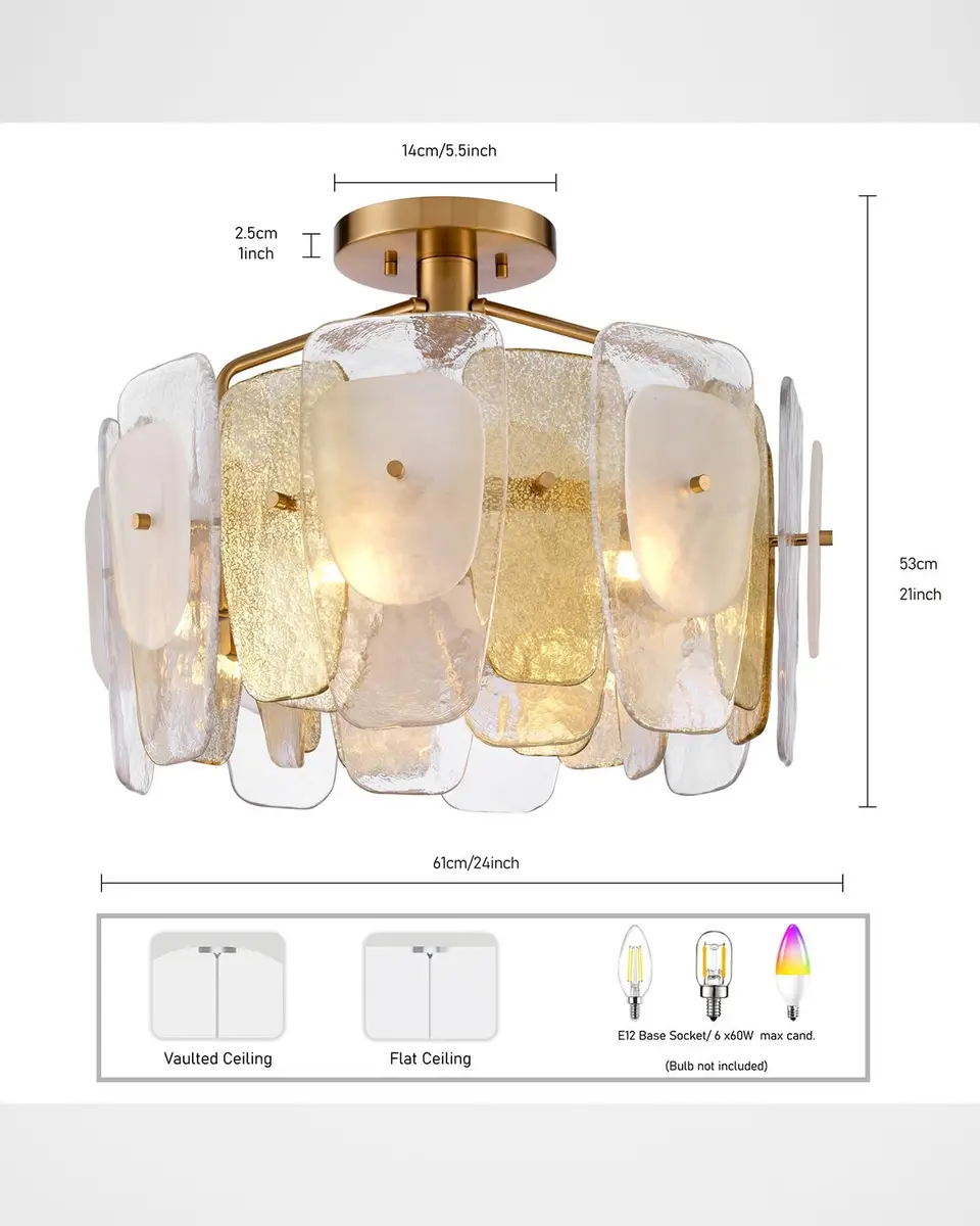 Arabela Lighting Strata 24" 6-Light Semi-Flush Mount | Thumbnail 7