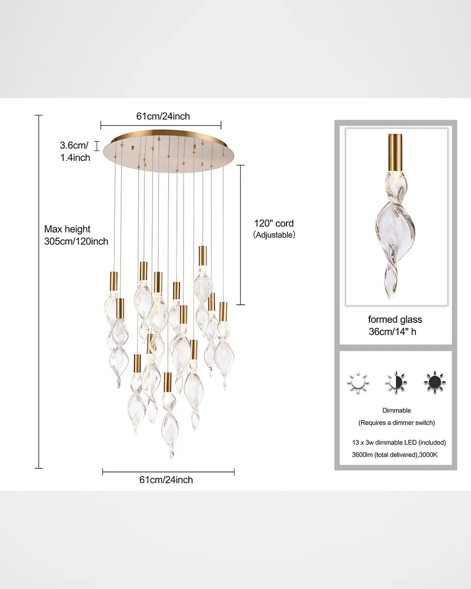 Arabela Lighting Aurora 24" 13-Light LED Chandelier | Thumbnail 6 Arabela Lighting Aurora 24" 13-Light LED Chandelier | Thumbnail 6