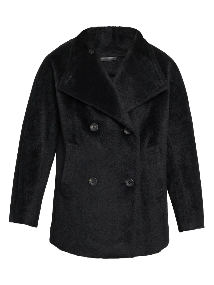Short Alpaca-Blend Double-Breasted Jacket Short Alpaca-Blend Double-Breasted Jacket