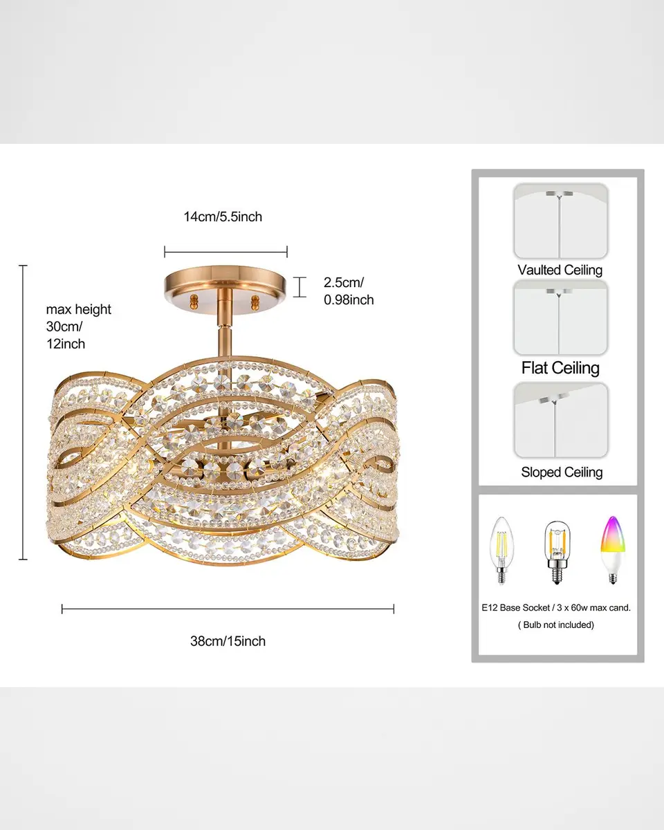 Arabela Lighting Anastasia 15" 4-Light Semi-Flush Mount | Thumbnail 7