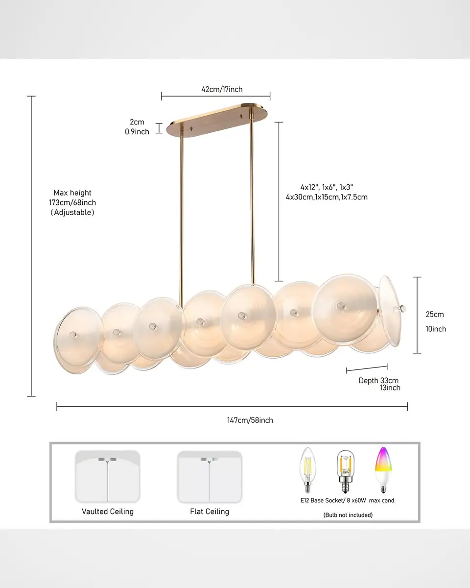 Arabela Lighting Tallulah 58" 8-Light Linear Chandelier | Thumbnail 6 Arabela Lighting Tallulah 58" 8-Light Linear Chandelier | Thumbnail 6