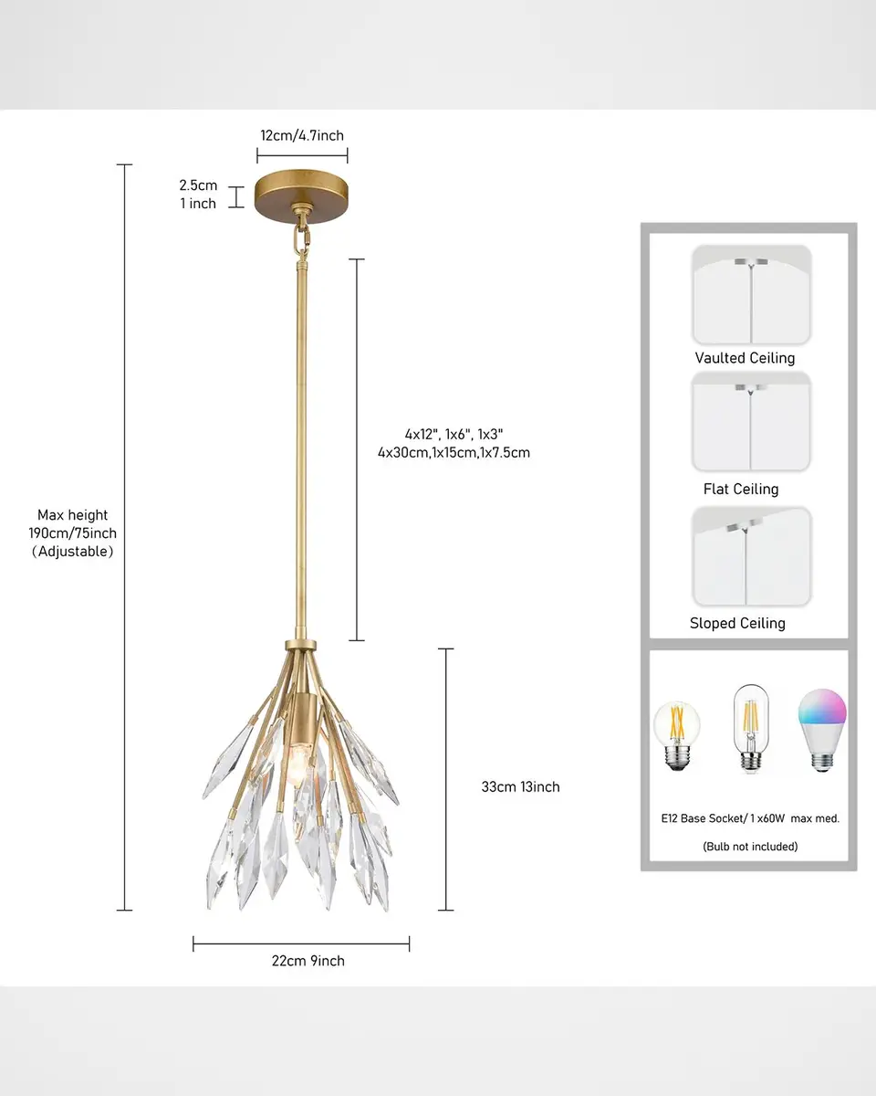 Arabela Lighting Crystal Fusion 13" Pendant | Thumbnail 7