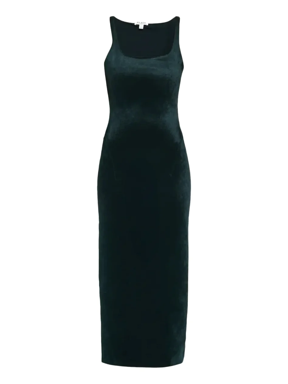 Sleeveless Velvet Bodycon Midi Dress