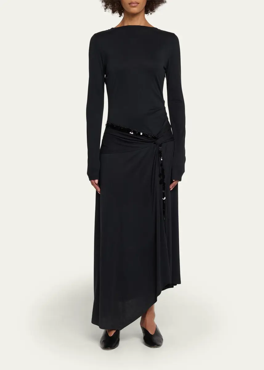 3.1 Phillip Lim Embellished Draped Long-Sleeve Maxi Dress | Thumbnail 2 3.1 Phillip Lim Embellished Draped Long-Sleeve Maxi Dress | Thumbnail 2