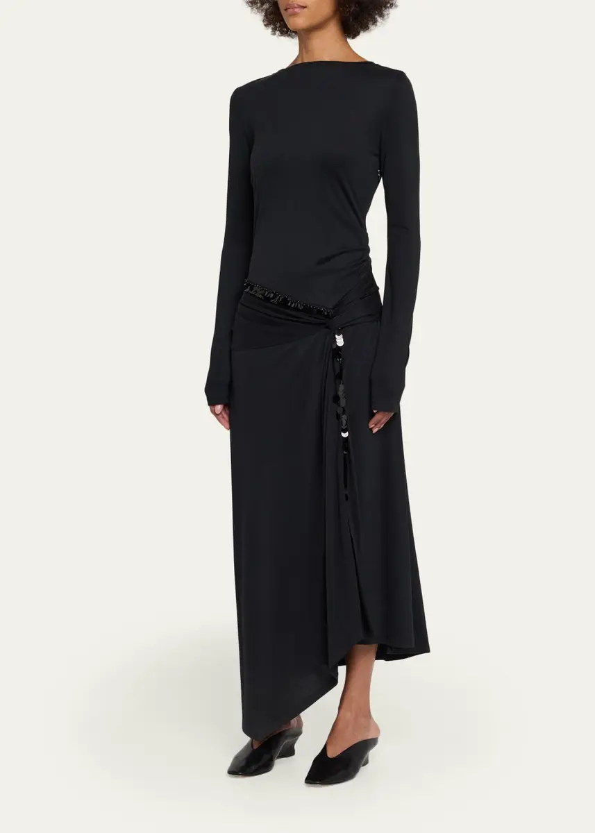 3.1 Phillip Lim Embellished Draped Long-Sleeve Maxi Dress | Thumbnail 4 3.1 Phillip Lim Embellished Draped Long-Sleeve Maxi Dress | Thumbnail 4