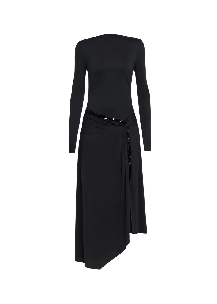 3.1 Phillip Lim Embellished Draped Long-Sleeve Maxi Dress