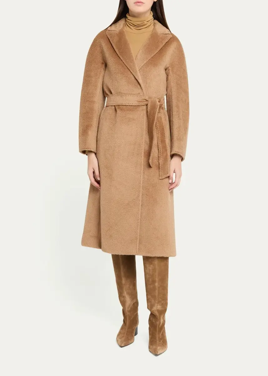 Cinzia Rocca Long Belted Notch-Collar Wool-Blend Coat | Thumbnail 2 Cinzia Rocca Long Belted Notch-Collar Wool-Blend Coat | Thumbnail 2