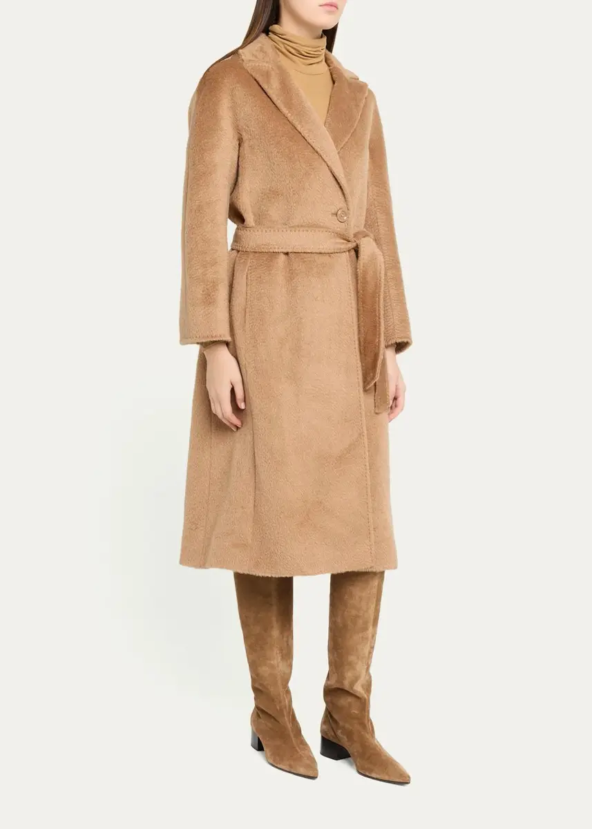 Cinzia Rocca Long Belted Notch-Collar Wool-Blend Coat | Thumbnail 4 Cinzia Rocca Long Belted Notch-Collar Wool-Blend Coat | Thumbnail 4