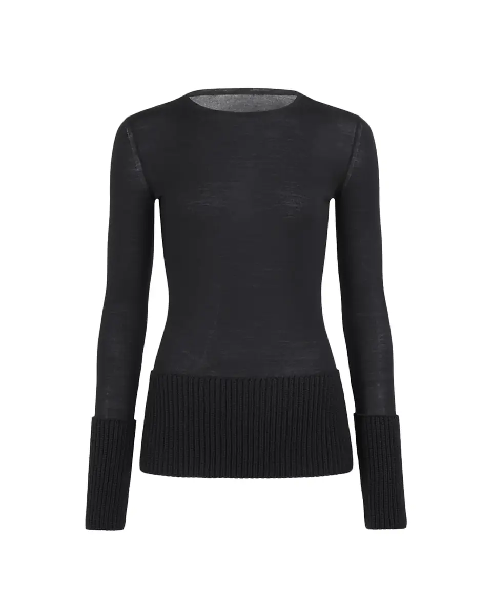 Alaïa Merino Wool Long-Sleeve Crewneck Top | Thumbnail 2 Alaïa Merino Wool Long-Sleeve Crewneck Top | Thumbnail 2